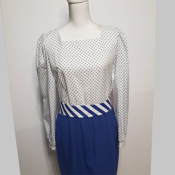 Vintage 80s Union Label 2 piece women's Dress Suit set by KATHY J dark blue - Picture 3 of 7